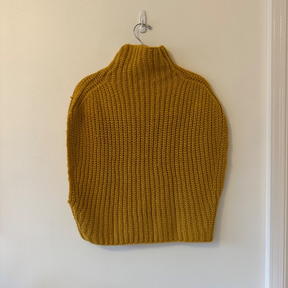 Elan Cable Knit Mustard Yellow Turtleneck Sweater Vest | Size Small - Picture 4 of 8